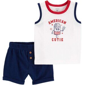 NWT. CARTER'S Baby Boy 2-Piece 4th Of July Tank & Short Set